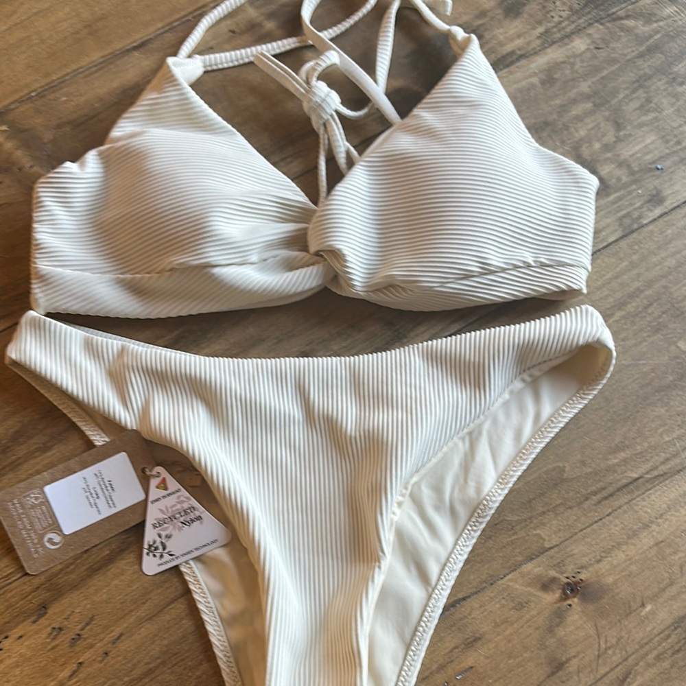 Cream Twist Front Bikini Top
